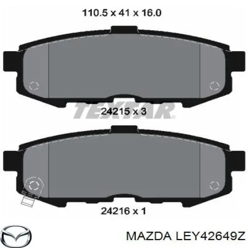 LEY42649Z Mazda Колодки гальмівні задні, дискові