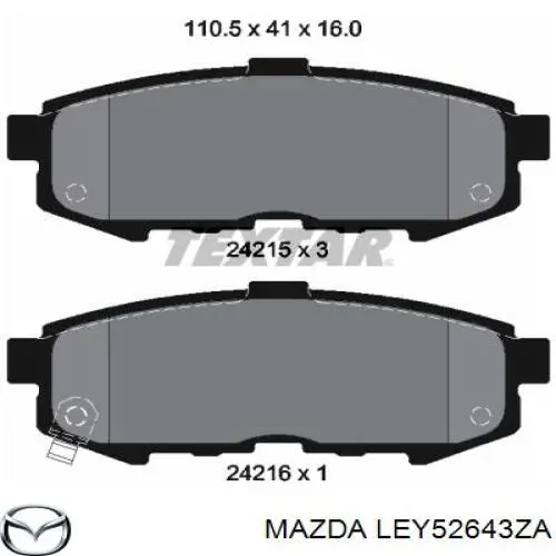 LEY52643ZA Mazda колодки гальмові задні, дискові