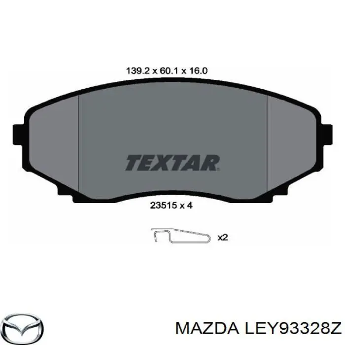 LEY93328Z Mazda колодки гальмівні передні, дискові