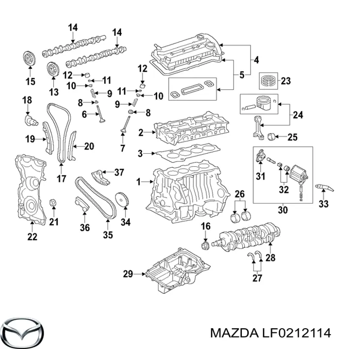 LF0212114 Mazda Сухарі клапана