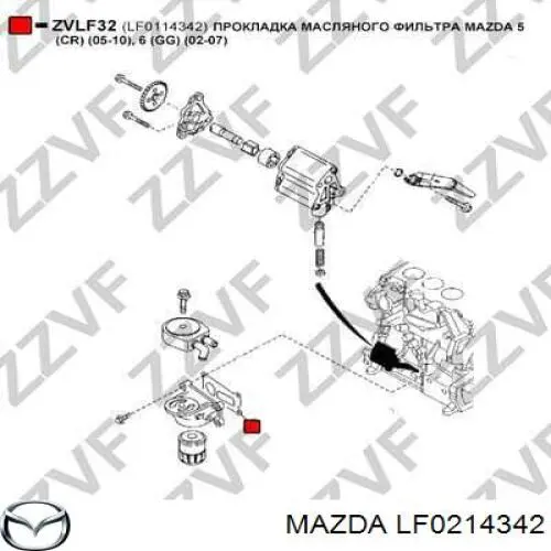 Прокладка адаптера маслянного фільтра LF0214342 Mazda