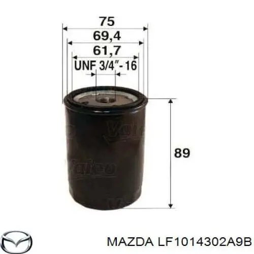 Масляний фільтр LF1014302A9B Mazda