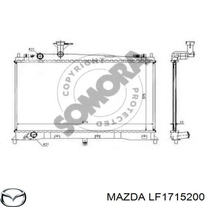 Радіатор LF1715200 Mazda