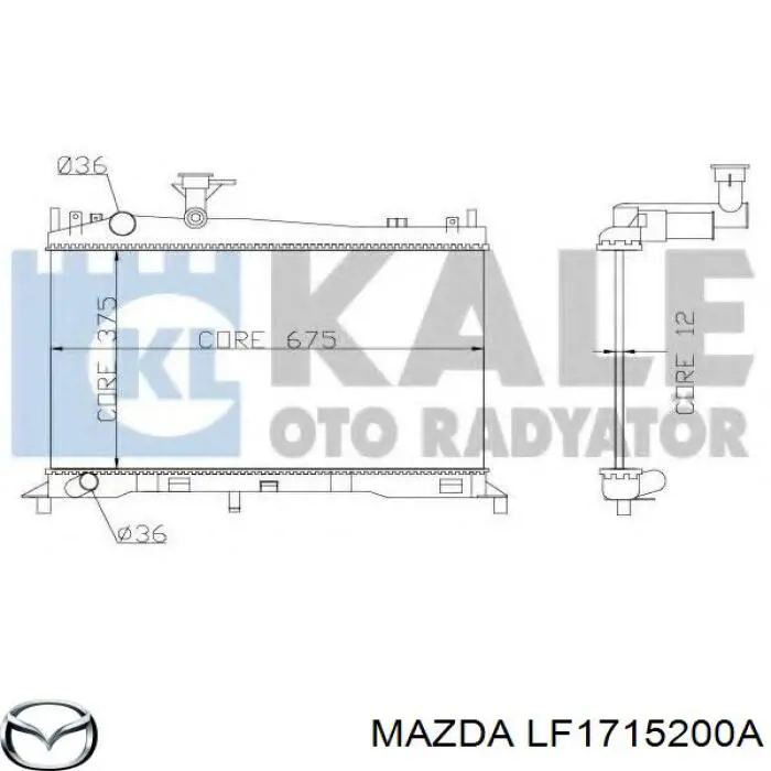 Радіатор основний Mazda LF1715200A ціна, від 107.37 USD