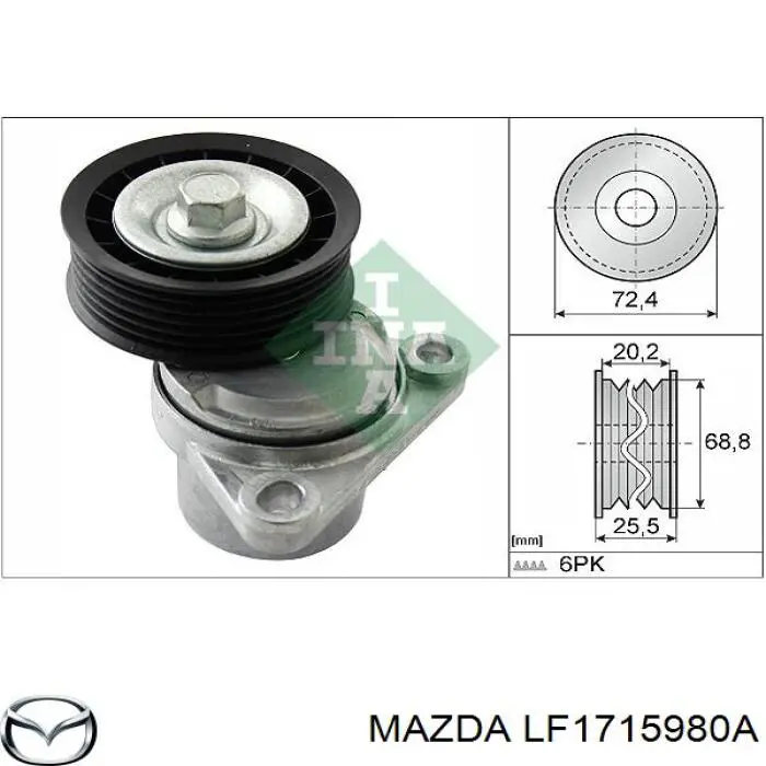 Натягувач приводного ременя Mazda LF1715980A ціна, від 63.29 USD