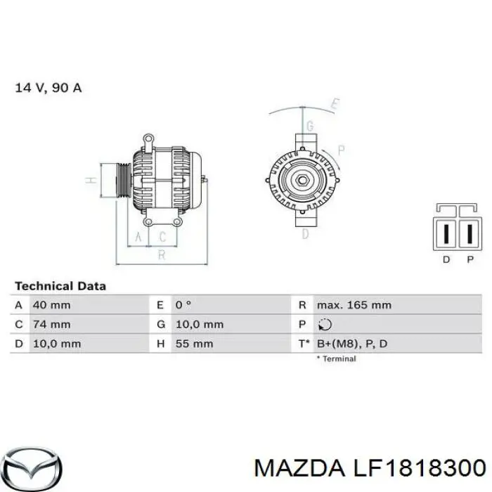 Купити LF1818300 Mazda Генератор