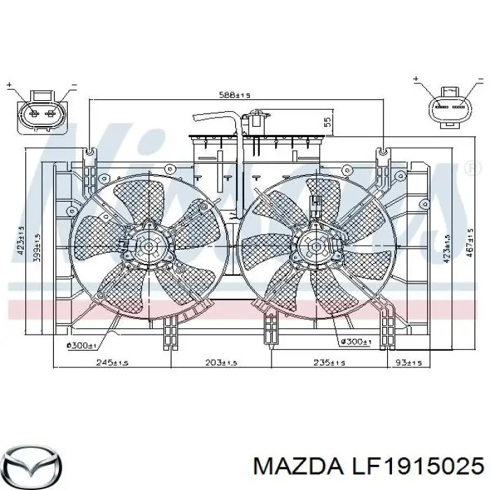 Дифузор радіатора охолодження, в зборі з двигуном і крильчаткою Mazda LF1915025 ціна, від 189.62 USD