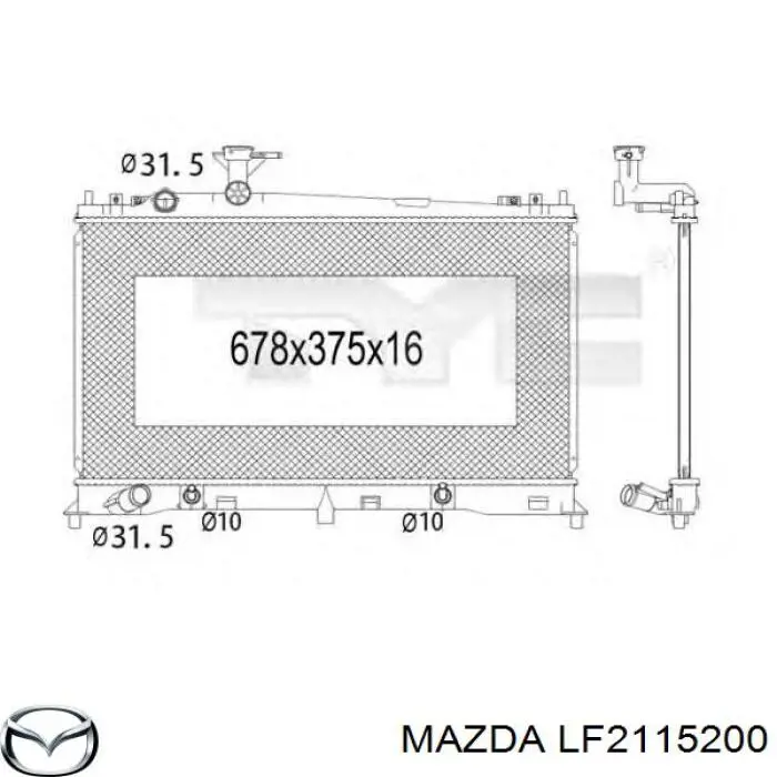 LF2115200 Mazda Радіатор охолодження двигуна