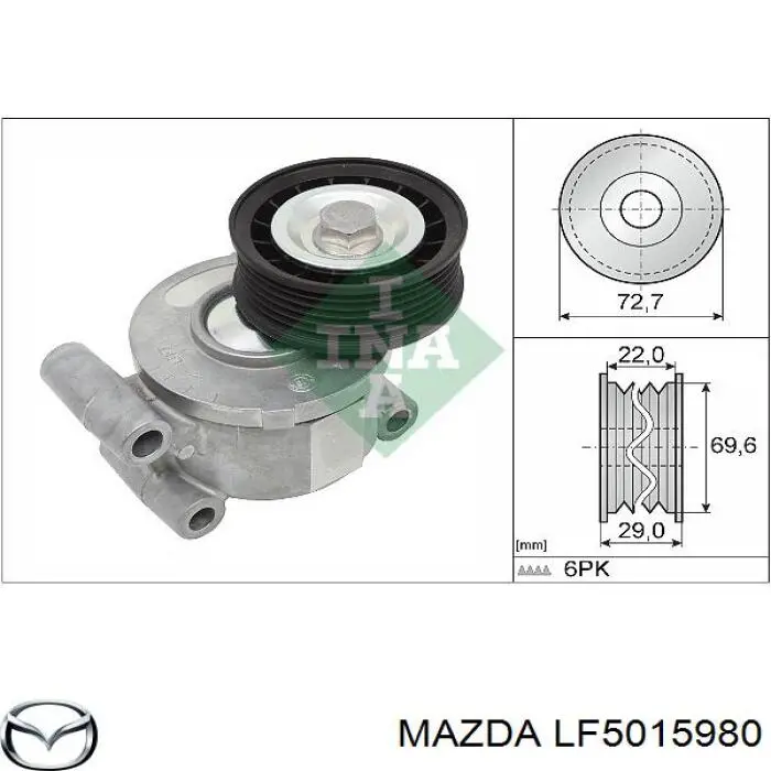 Купити LF5015980 Mazda Натягувач приводного ременя