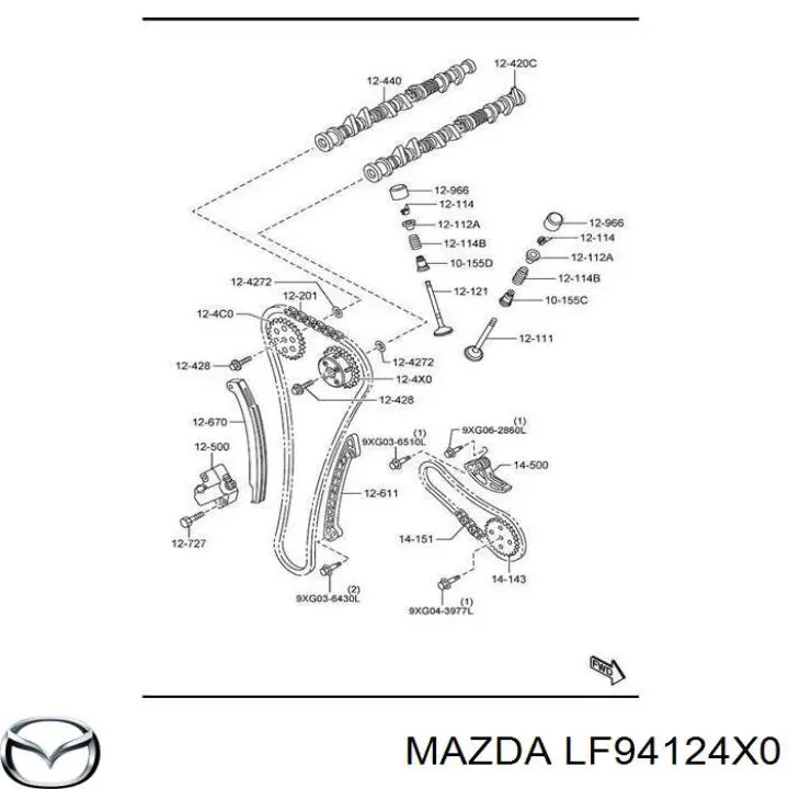 LF94124X0 Mazda зірка-шестерня розподільного валу двигуна, впускного
