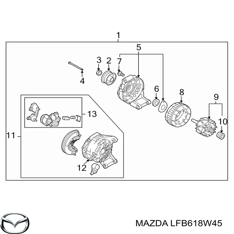 LFB618W45 Mazda Обмотка генератора, статор