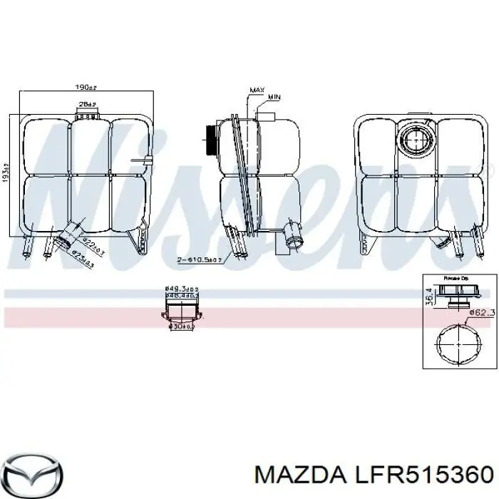 Бачок системи охолодження двигуна розширювальний Mazda LF5015350C ціна, від 25.34 USD