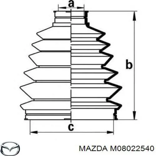Пильник ШРУСа зовнішній M08022540 Mazda