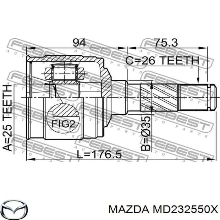 MD232550X Mazda Привід передній правий
