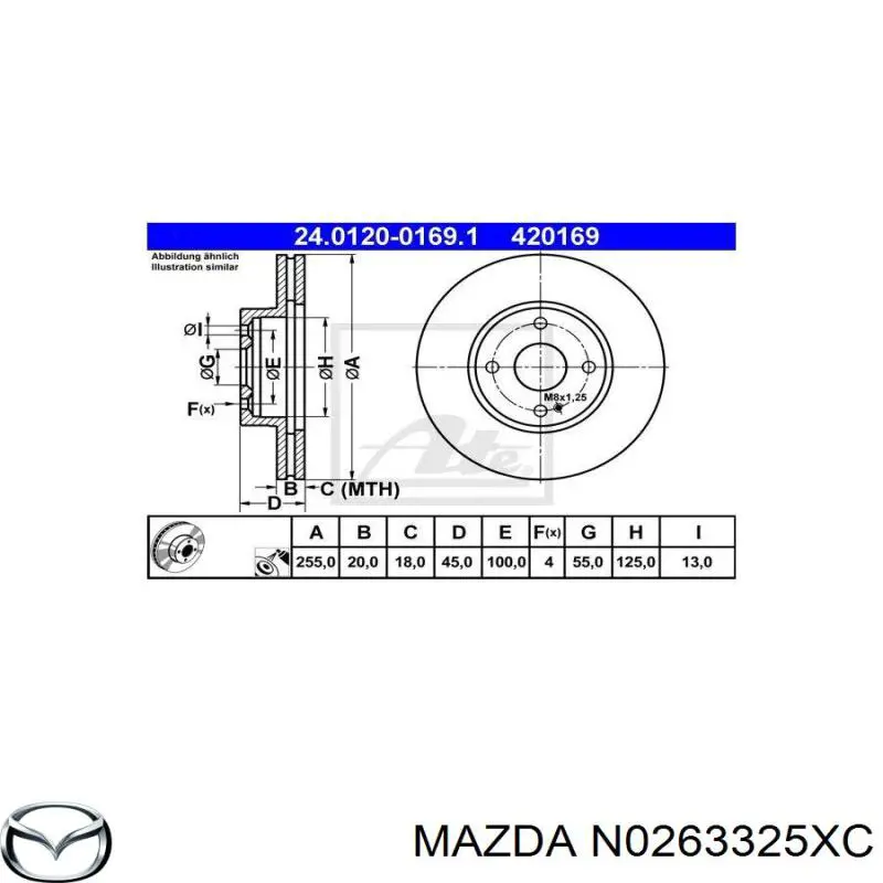 Гальмівні диски передні N0263325XC Mazda
