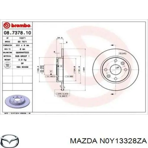 Гальмівні колодки Mazda N0Y13328ZA ціна, від 10.94 USD
