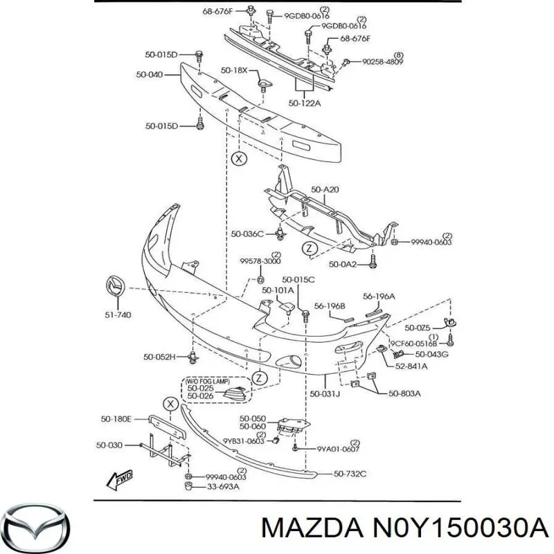 N0Y150030A Mazda Бампер передній в зборі