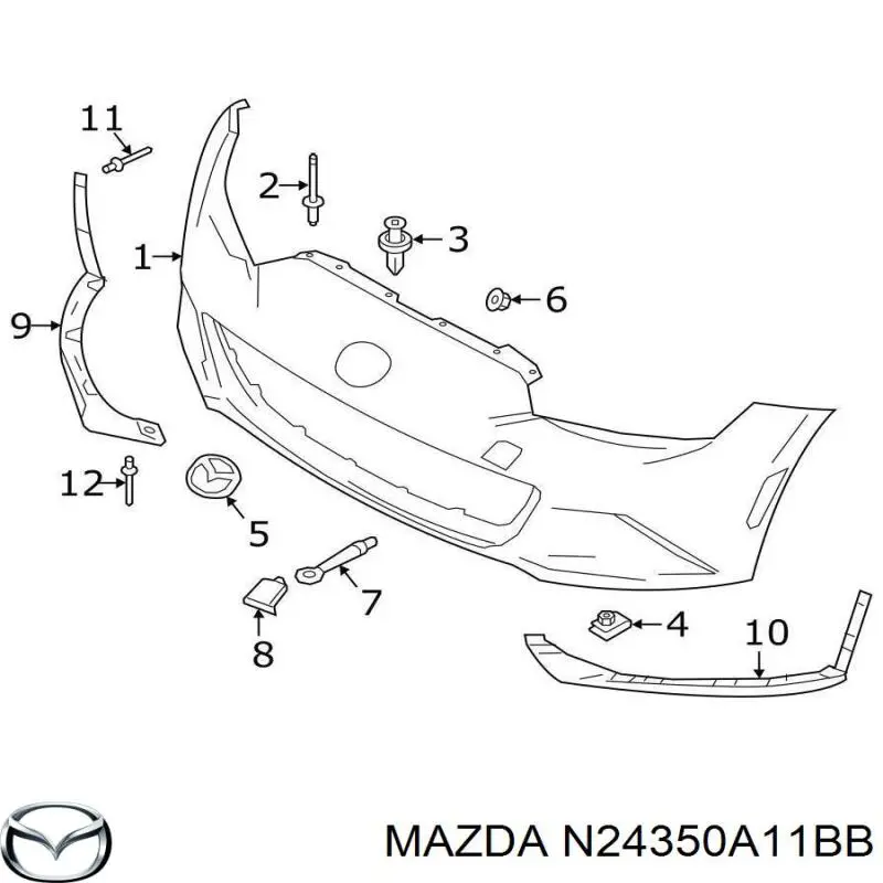 N24350A11BB Mazda Заглушка бампера буксирувального гака, передня