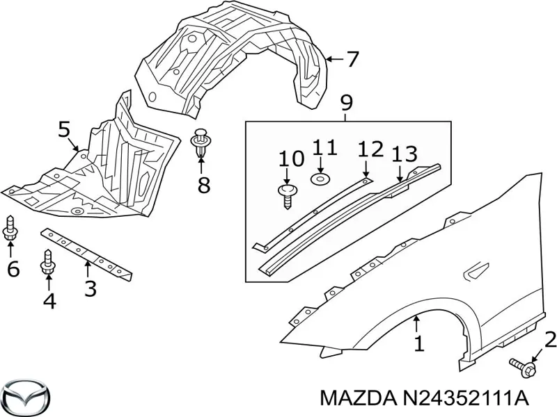 N24352111A Mazda Крило переднє праве