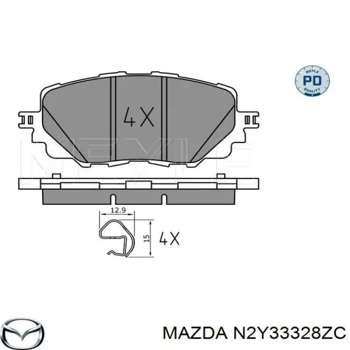 Передні тормозні колодки N2Y33328ZD Mazda