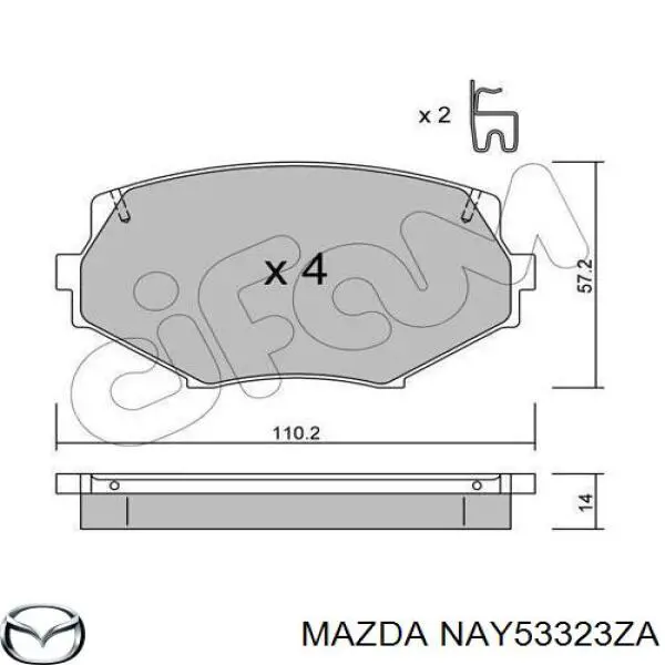 Передні тормозні колодки NAY53323ZA Mazda