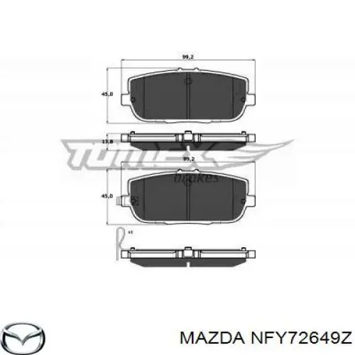Купити NFY72649Z Mazda Задні колодки