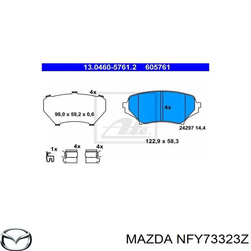 Тормозні колодки Mazda NFY73323Z