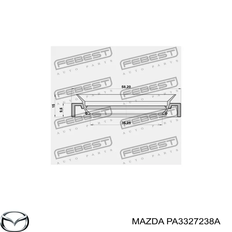 Купити PA3327238A Mazda Сальник піввісі переднього моста, правою