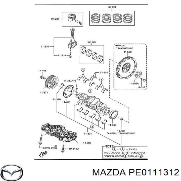 Купити PE0111312 Mazda Сальник колінвала задній