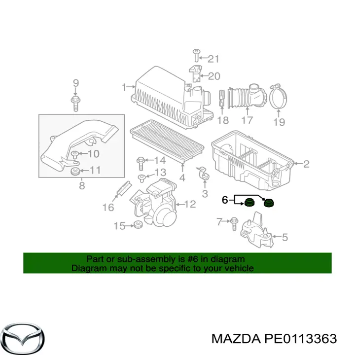 Подушка корпусу повітряного фільтра Mazda PE0113363 ціна, від 3.21 USD