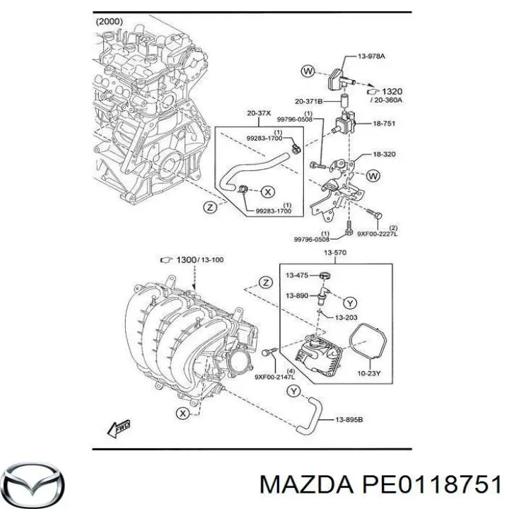 PE0118751 Mazda клапан вентиляції газів паливного бака