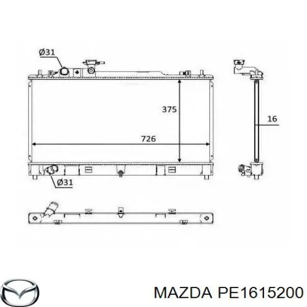 Купити PE1615200 Mazda Радіатор двигуна