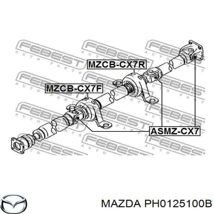 Вал карданний задній, у зборі Mazda PH0125100B ціна, від 40.07 USD