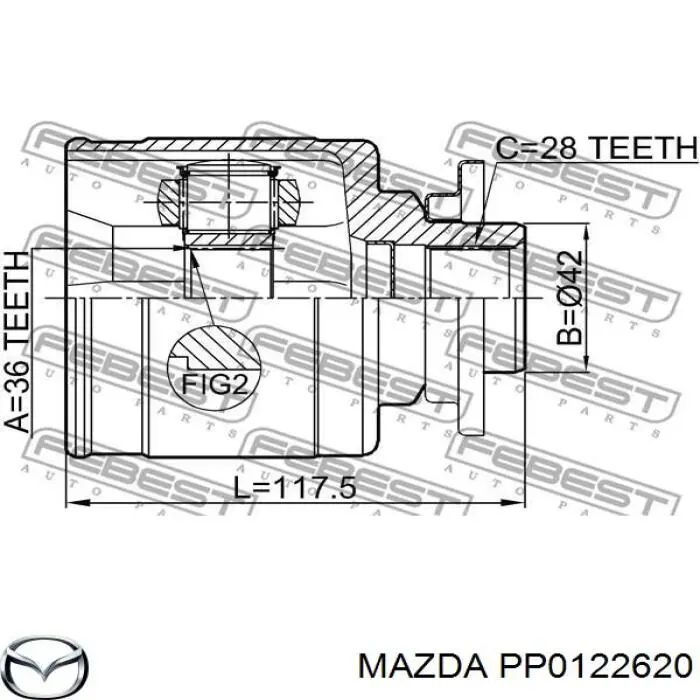 PP0122620 Mazda Шарнір кутових швидкостей передній лівий