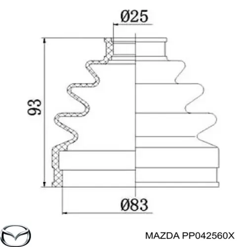 PP042560X Mazda піввісь (привід передня, права)