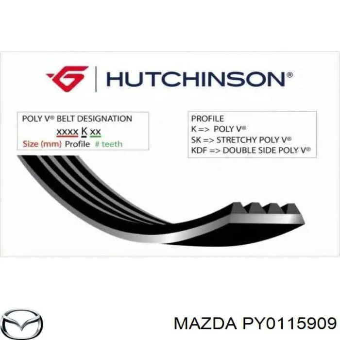 Клиновий ремінь Mazda PY0115909 ціна, від 13.70 USD