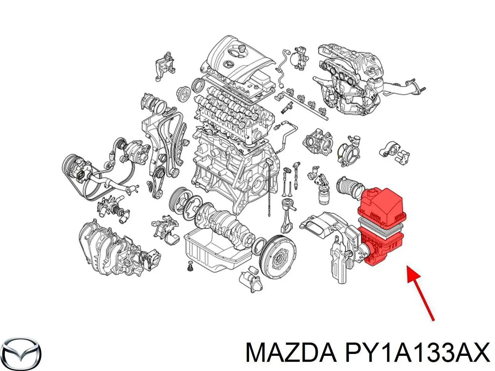 PY1A133AX Mazda Корпус повітряного фільтра, верхня частина