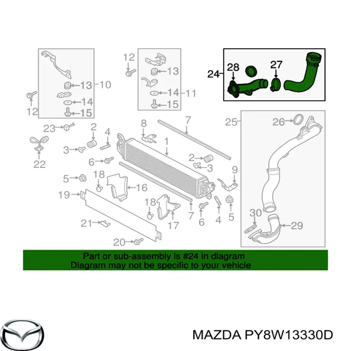 Шланг/патрубок інтеркулера, правий Mazda CX-9 (TC) (Мазда CX-9)