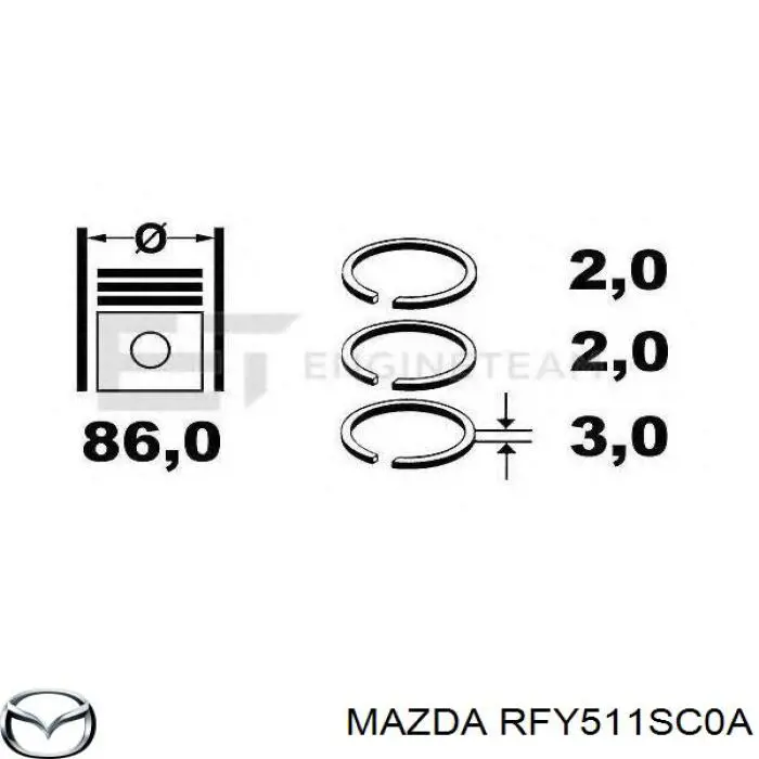 Кільця поршневі комплект на мотор, STD. Mazda RFY511SC0A ціна, від 43.07 USD