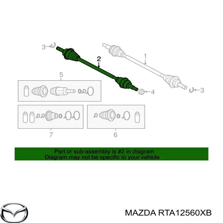 RTA12560XB Mazda Піввісь задня, ліва