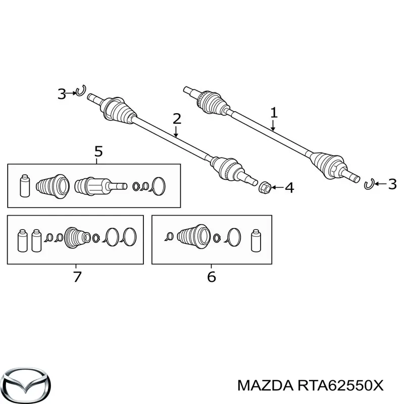 RTA62550X Mazda Піввісь задня, права