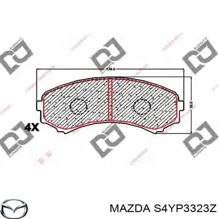 Колодки гальмівні передні, дискові S4YP3323Z Mazda