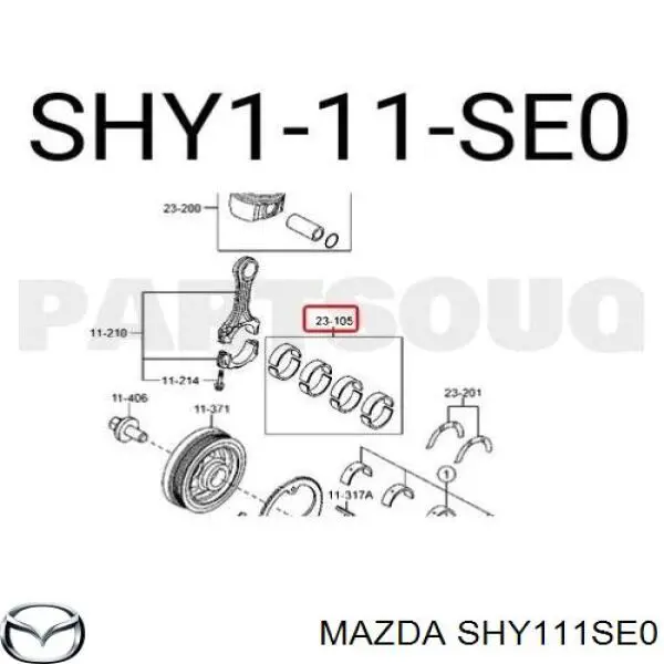 SHY111SE0 Mazda вкладиші колінвала, шатунні, комплект, стандарт (std)