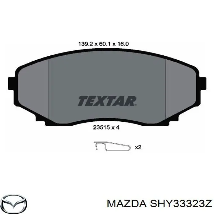 SHY33323Z Mazda колодки гальмівні передні, дискові