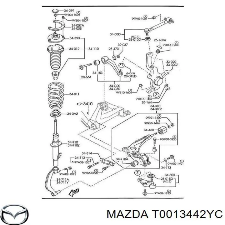 Сайлентблок переднього верхнього важеля Mazda T0013442YC ціна, від 9.56 USD