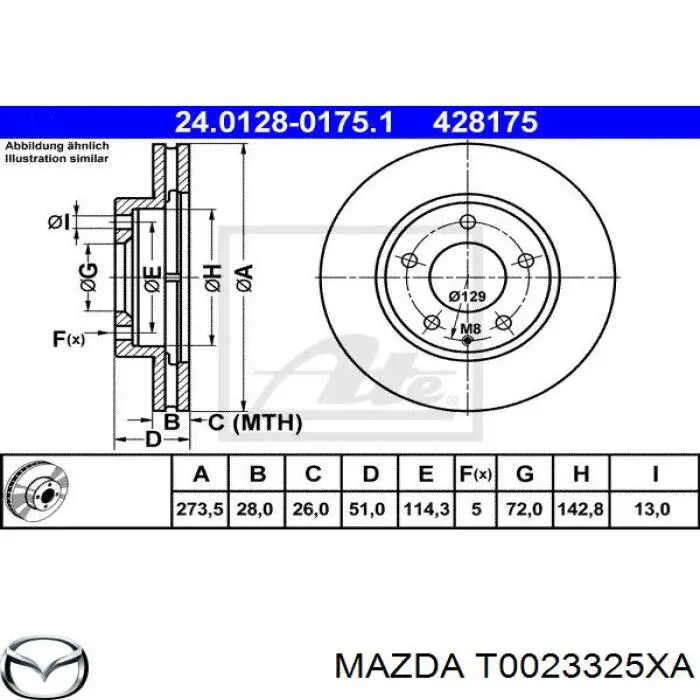 Гальмівні диски передні T0023325XA Mazda