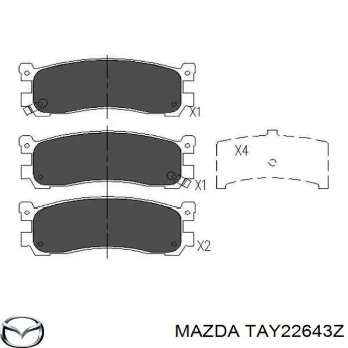 Задні гальмівні колодки TAY22643Z Mazda