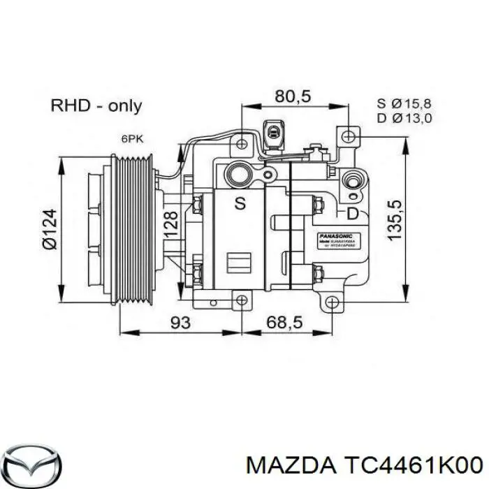 Компресор системи кондиціювання Mazda TC4461K00 ціна, від 50.68 USD