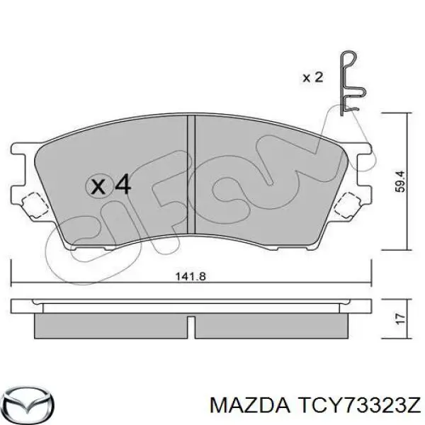 Гальмівні колодки Mazda TCY73323Z ціна, від 22.78 USD