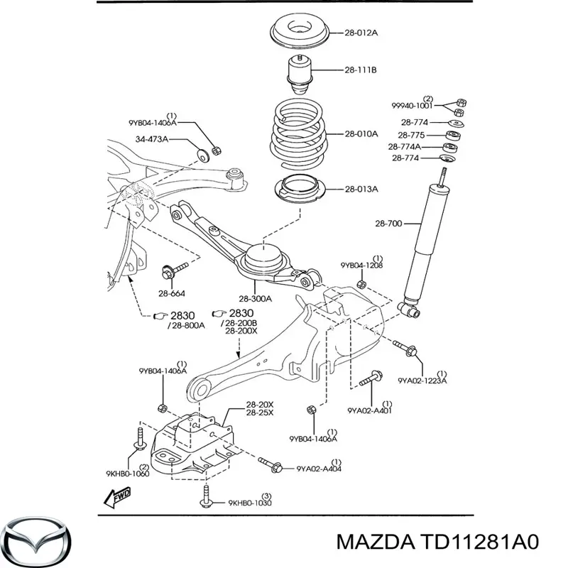 Буфер-відбійник амортизатора заднього Mazda CX-9 (TB) (Мазда CX-9)